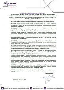 INTEGRATED MANAGEMENT SYSTEM POLICY INTEGRATED MANAGEMENT SYSTEM POLICY
